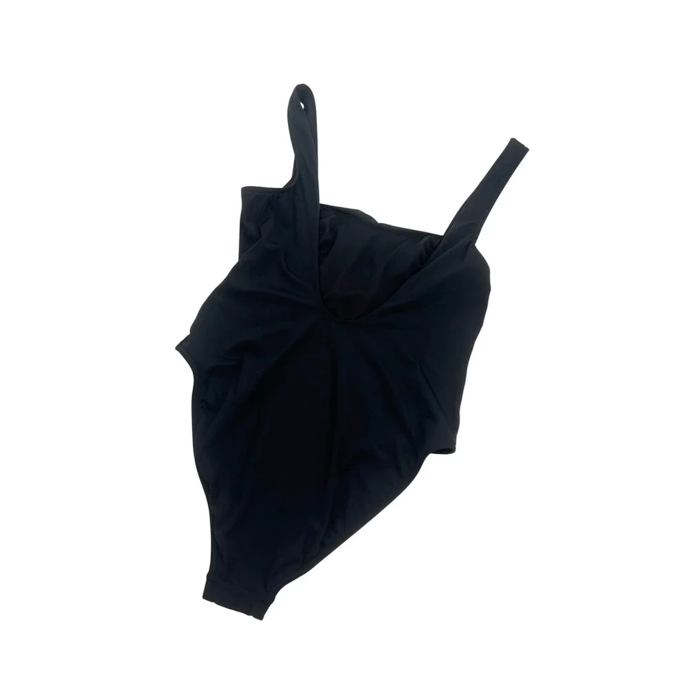 Staud Adler black ruched one piece swimsuit sz XL